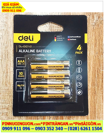 DELI LR03 DL-JD07-E1, Pin đũa AAA 1.5v Alkaline DELI LR03 DL-JD07-E1 chính hãng /Vỉ 4viên